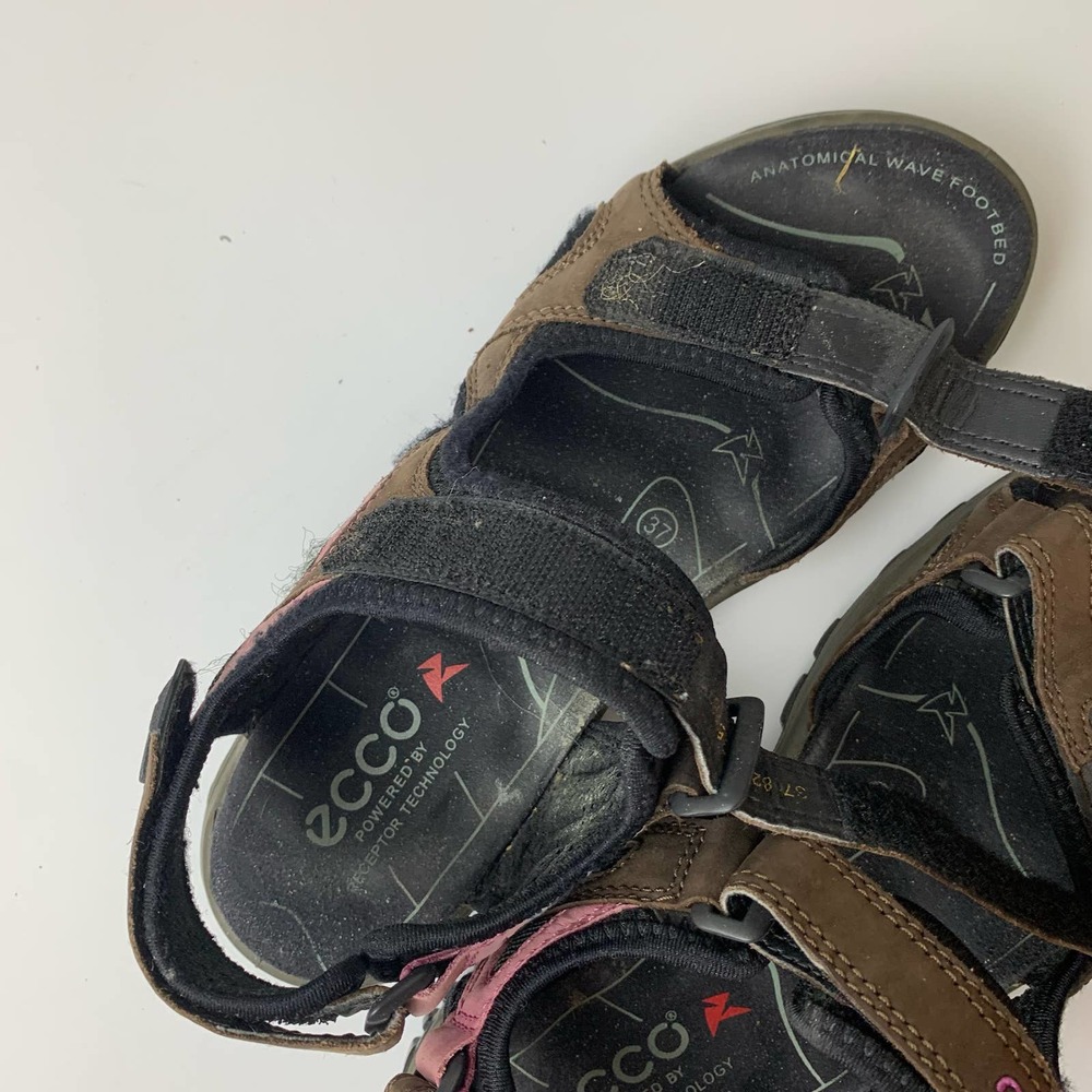 Ecco Sandals Size 37 Brown Pink Arch Support Anatomical Wave Footbed - Picture 8 of 11